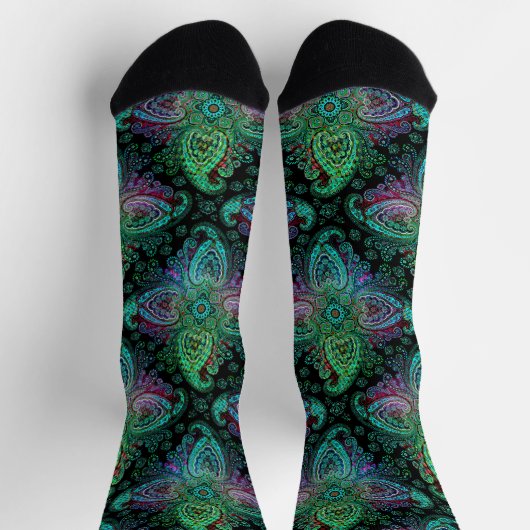 Fancy Blauwgroen Paisley Sokken (Top)