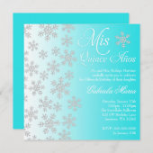 Fancy Blauwgroen Snowflake Winter Wonderland Quinc Kaart (Voorkant / Achterkant)