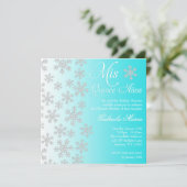Fancy Blauwgroen Snowflake Winter Wonderland Quinc Kaart (Staand voorkant)