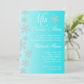 Fancy Blauwgroen Snowflake Winter Wonderland Quinc Kaart (Staand voorkant)