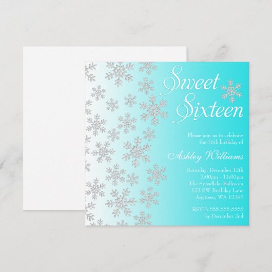 Fancy Blauwgroen Snowflakes Winter Wonderland Swee Kaart (Voorkant / Achterkant)