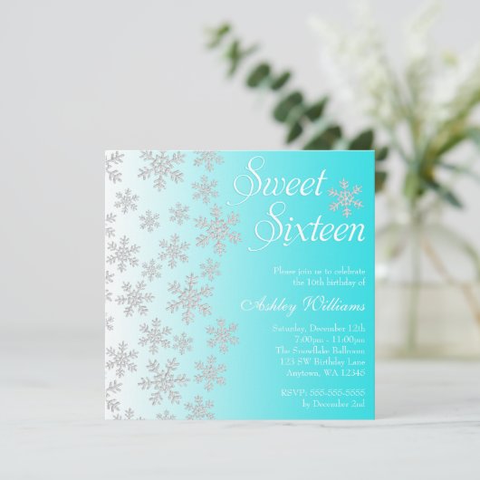 Fancy Blauwgroen Snowflakes Winter Wonderland Swee Kaart (Staand voorkant)