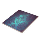 Fancy Blauwgroen tot Paarse Damask Pattern Tegeltje (Zijkant)