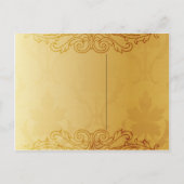 Fancy Bloei Gouden Maskerade Trouwen Save the Day Aankondigingskaart (Achterkant)