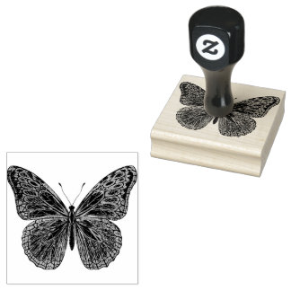 Fancy bloeiende vlinderrubberstempel rubberstempel