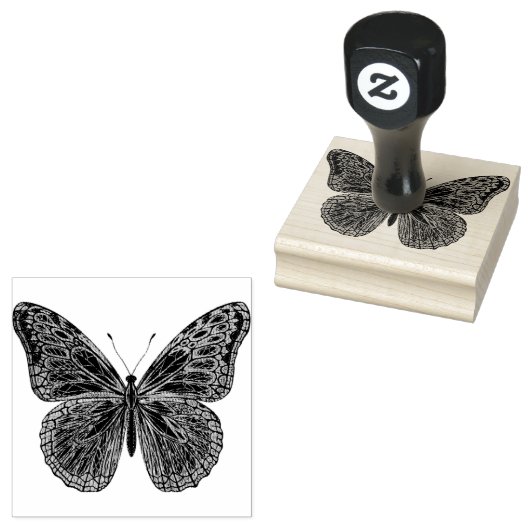 Fancy bloeiende vlinderrubberstempel rubberstempel (Gestempeld)