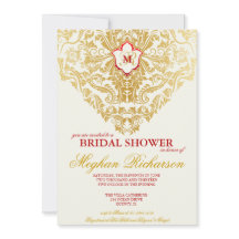 Fancy Bloeit Golden Bridal Shower Invitation