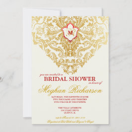 Fancy Bloeit Golden Bridal Shower Invitation Kaart
