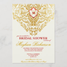 Fancy Bloeit Golden Bridal Shower Invitation Kaart
