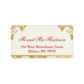Fancy Bloeit Golden Indian Wedding Labels (Voorkant)