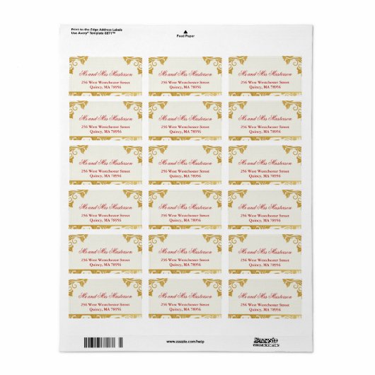 Fancy Bloeit Golden Indian Wedding Labels (Full Sheet)
