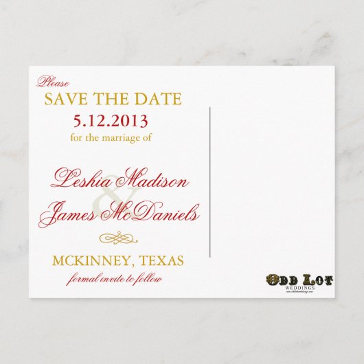 Fancy Bloeit Golden Wedding Save the Dates Aankondigingskaart (Achterkant)