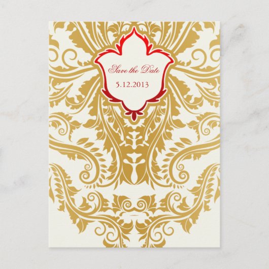 Fancy Bloeit Golden Wedding Save the Dates Aankondigingskaart (Voorkant)