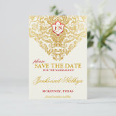 Fancy Bloeit Golden Wedding Save the Dates Date (Staand voorkant)