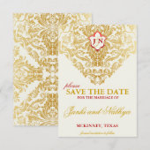 Fancy Bloeit Golden Wedding Save the Dates Date (Voorkant / Achterkant)