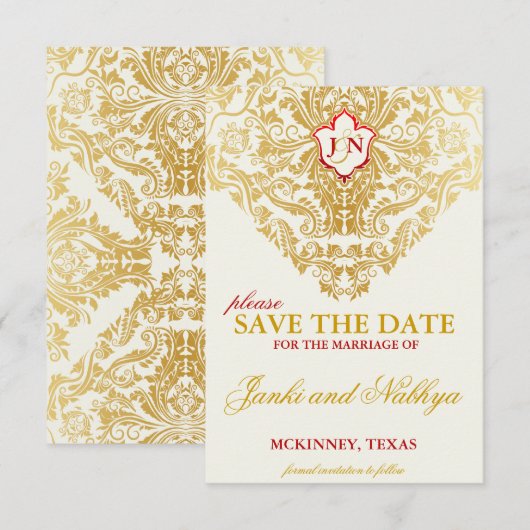 Fancy Bloeit Golden Wedding Save the Dates Save The Date (Voorkant / Achterkant)