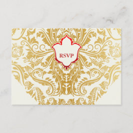 Fancy bloeit gouden indiase arabische bruiloft RSVP kaartje