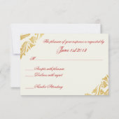 Fancy bloeit gouden indiase arabische bruiloft RSVP kaartje (Achterkant)