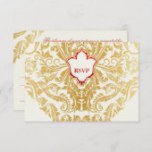 Fancy bloeit gouden indiase arabische bruiloft RSVP kaartje (Voorkant / Achterkant)