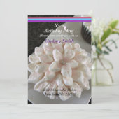 Fancy Bloem Cupcakes Verjaardagsfeest Uitnodiging (Staand voorkant)