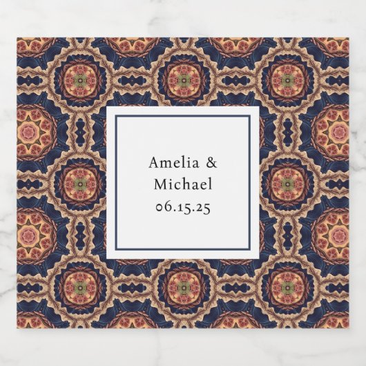 Fancy bloem- en stervormen Patroon bruiloft Bier Etiket (Enkel label)