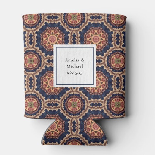 Fancy bloem- en stervormen Patroon bruiloft Blikjeskoeler (Achterkant)