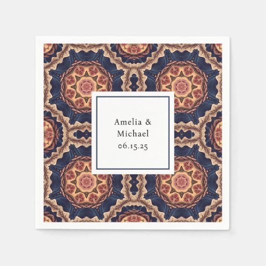 Fancy bloem- en stervormen Patroon bruiloft Servet (Voorkant)