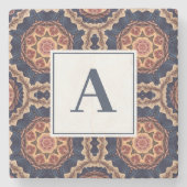 Fancy bloem- en stervormen Patroon Monogram Stenen Onderzetter (Voorkant)