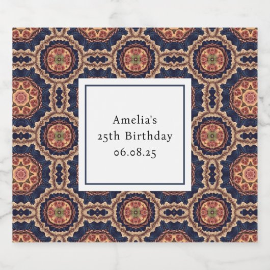 Fancy bloem- en stervormen Patroon Verjaardag Bier Etiket (Enkel label)