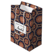 Fancy bloem- en stervormen Patroon Verjaardag Medium Cadeauzakje (Achterkant Gekanteld)