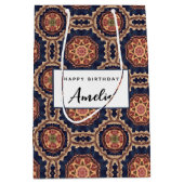 Fancy bloem- en stervormen Patroon Verjaardag Medium Cadeauzakje (Voorkant)