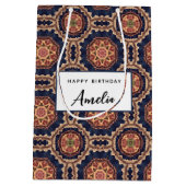 Fancy bloem- en stervormen Patroon Verjaardag Medium Cadeauzakje (Achterkant)