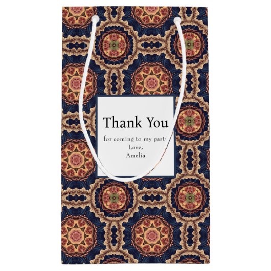 Fancy bloem- en stervormingspatroon Dank u Klein Cadeauzakje (Achterkant)