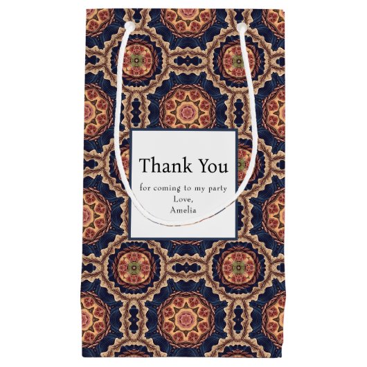 Fancy bloem- en stervormingspatroon Dank u Klein Cadeauzakje (Voorkant)