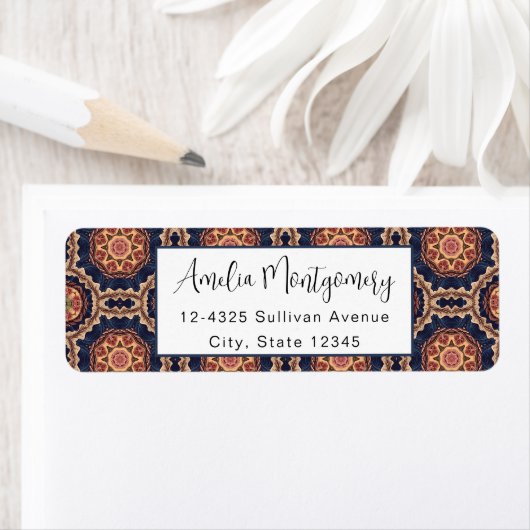 Fancy bloem- en stervormpatroon - Adres Etiket (Insitu)