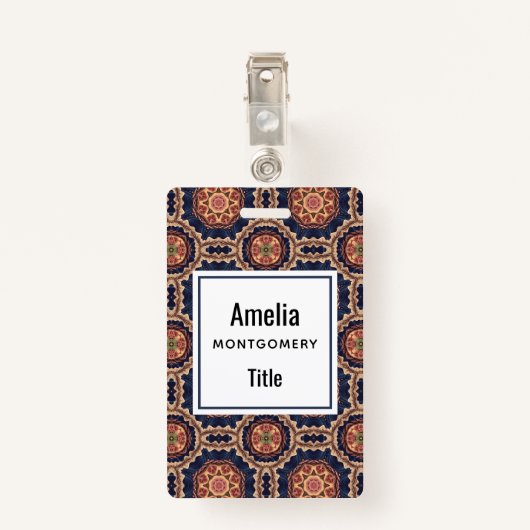 Fancy bloem- en stervormpatroon badge (Achterkant met clip)