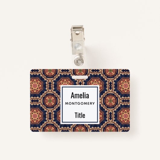 Fancy bloem- en stervormpatroon badge (Achterkant met clip)