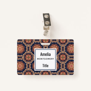 Fancy bloem- en stervormpatroon badge