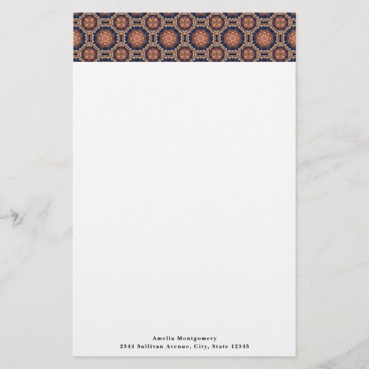 Fancy bloem- en stervormpatroon briefpapier (Voorkant)