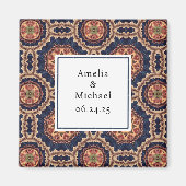 Fancy bloem- en stervormpatroon De datum opslaan Magneet (Voorkant)