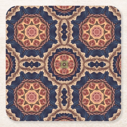 Fancy bloem- en stervormpatroon kartonnen onderzetters (Voorkant)