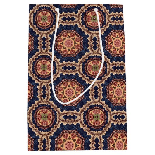 Fancy bloem- en stervormpatroon medium cadeauzakje (Voorkant)