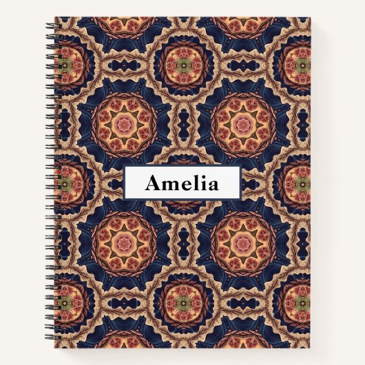  Fancy bloem- en stervormpatroon Notitieboek (Voorkant)