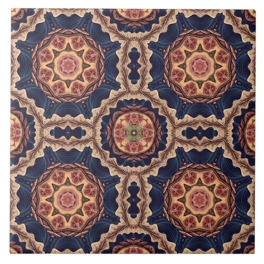 Fancy bloem- en stervormpatroon tegeltje (Voorkant)