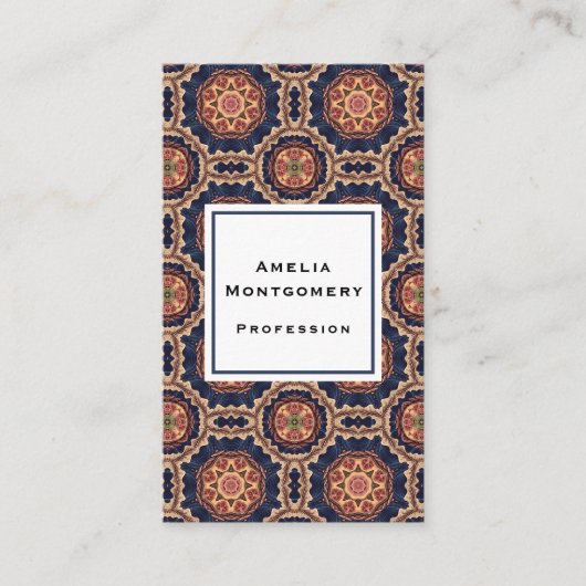 Fancy bloem- en stervormpatroon visitekaartje (Voorkant)