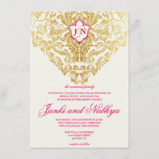 Fancy bloem Golden Indian Arabic Wedding Kaart