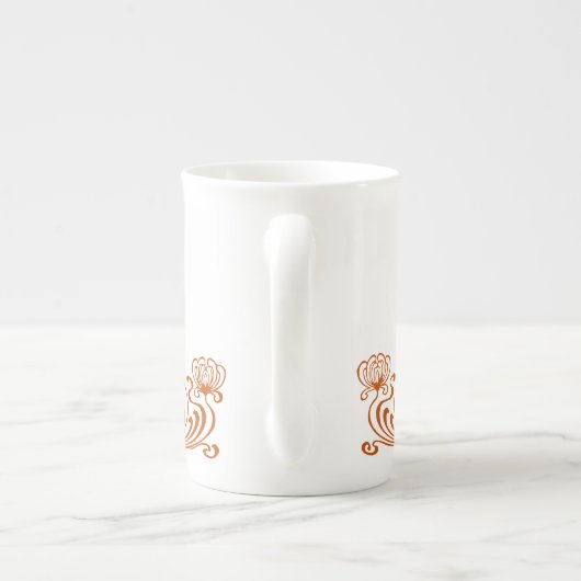 Fancy Bloembot China Tea Mok (Achterkant)