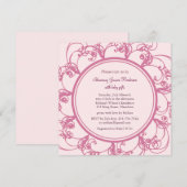 Fancy Bloemen Baby shower Invitation (roze) Kaart (Voorkant / Achterkant)