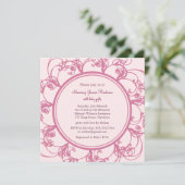Fancy Bloemen Baby shower Invitation (roze) Kaart (Staand voorkant)