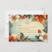 Fancy bloemen bruiloft art nouveau RSVP kaartje (Voorkant)